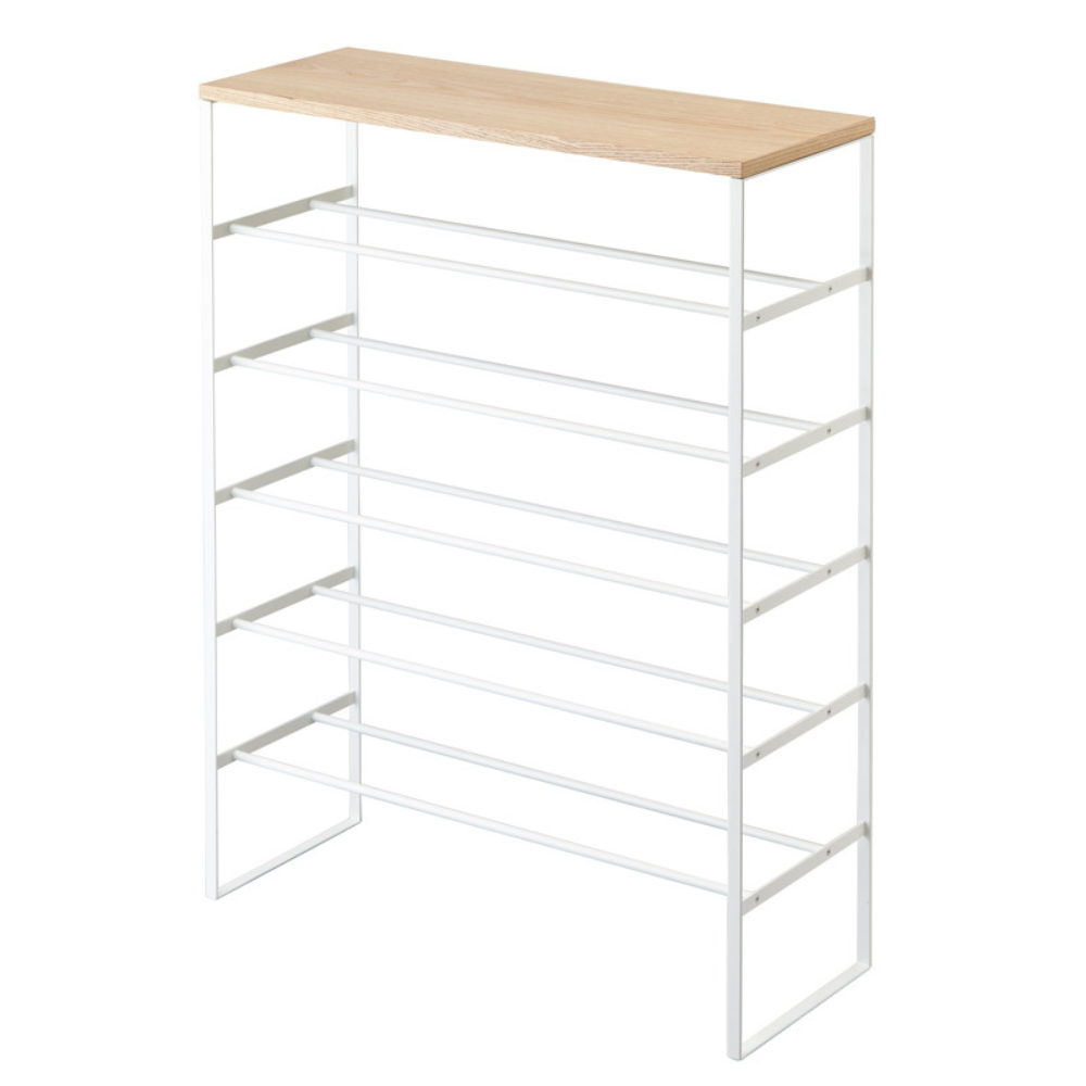 TOWER wooden shoe rack white