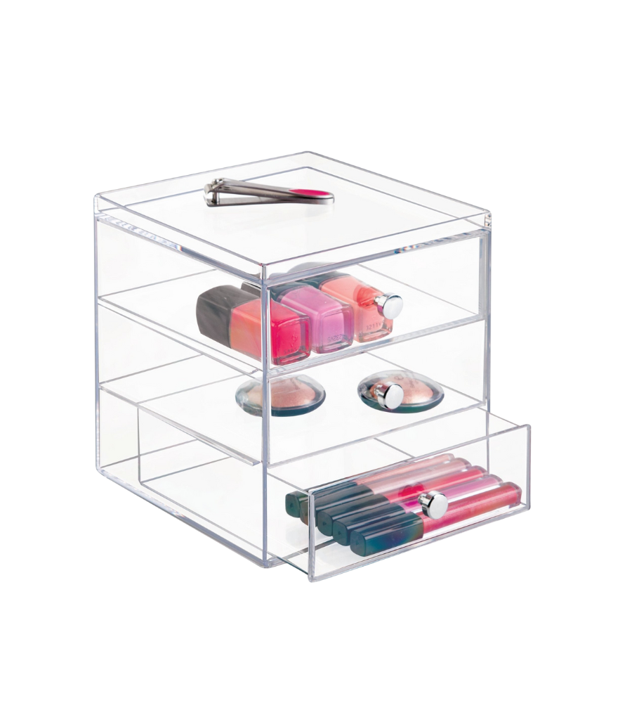 idesign aufbewahrung idesign drawer - drawer tower clear 3 compartments
