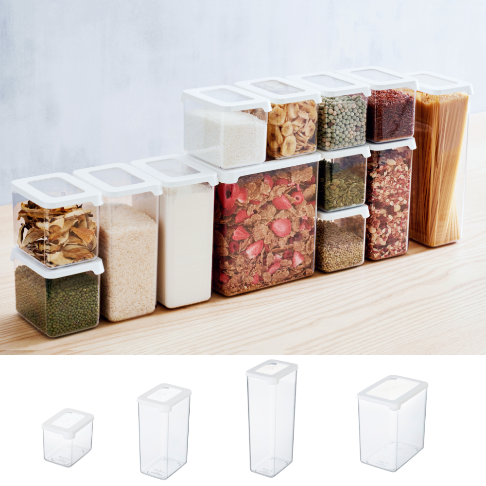 GastroMax Vorratsdosen transparent mit weissem Deckel – BINS AND BOXES