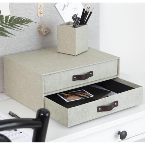 BIRGER drawer box 2 compartments - Linnen canvas