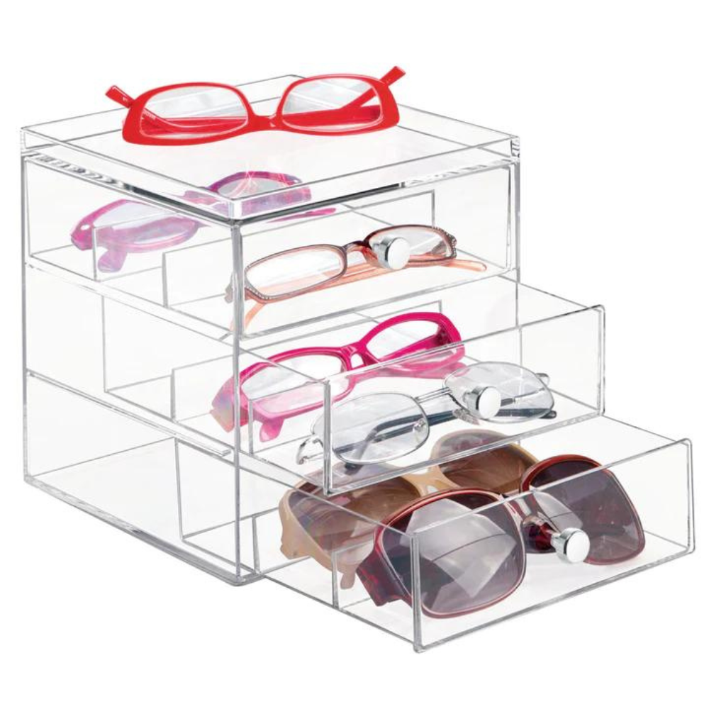 Cassetto - occhiali di organizzatori Clear - 3 compartimenti