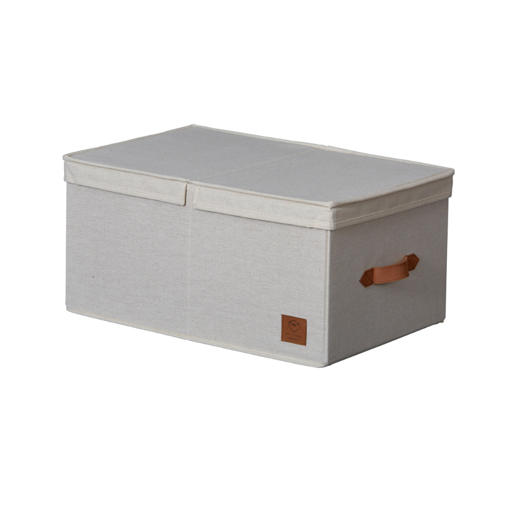 Box di archiviazione premium con coperchio incernierato - beige