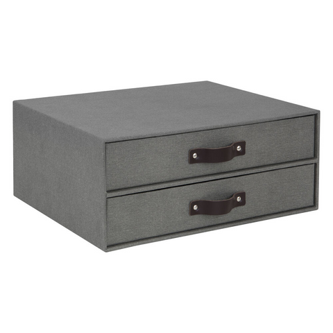 BIRGER drawer box 2 compartments - Gray canvas
