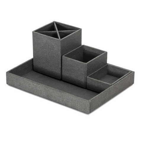 LENA Desk Organizer - Grey Canvas