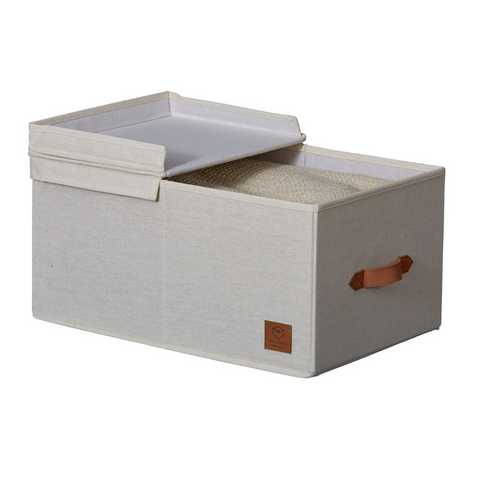 Box di archiviazione premium con coperchio incernierato - beige
