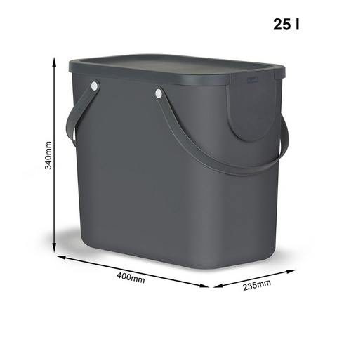 Set of 3 ALBULA recycling bin system 25L - anthracite