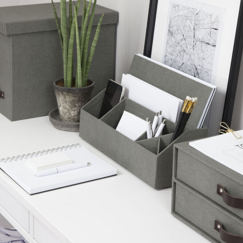 Elisa desk organizer - gray canvas