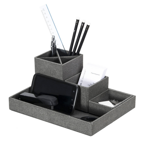 LENA Desk Organizer - Grey Canvas