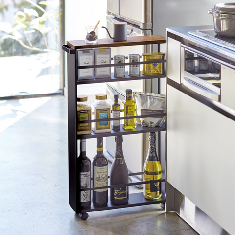 TOWER kitchen trolley with handle - black