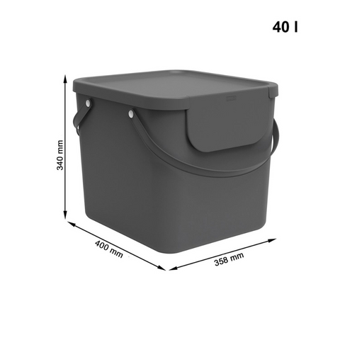 Set de 3 poubelles - ALBULA Système de recyclage 40L - Anthracite