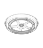 Der BNB x VCN Drehteller Lazy Susan KLAR (23,5 x 3,7 cm) ist ein transparenter, runder Drehteller aus Mikrowellenglas mit glatten Rändern und einer zentralen Nabe, der sich um 360° drehen lässt und auf einem schlichten weißen Hintergrund steht.