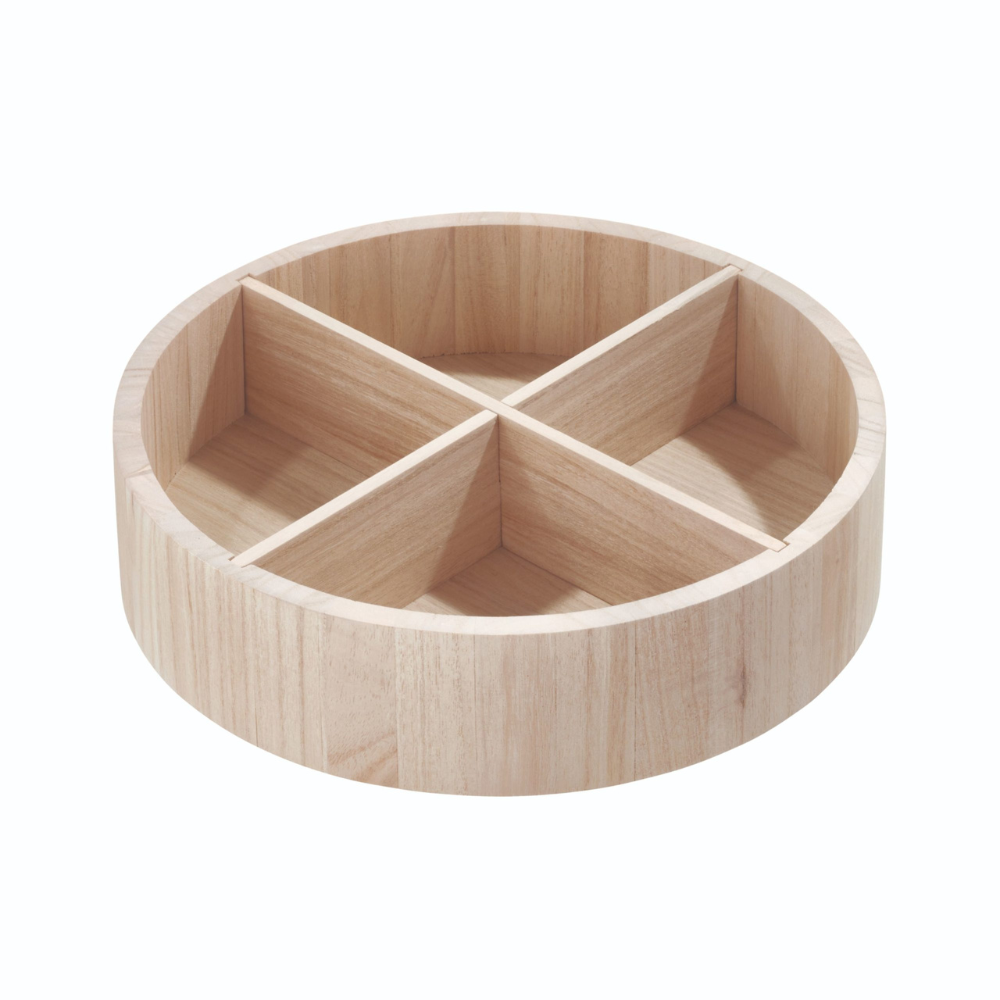 HOME EDIT - Lazy Susan WOOD turntable with compartments - 30.5x9cm