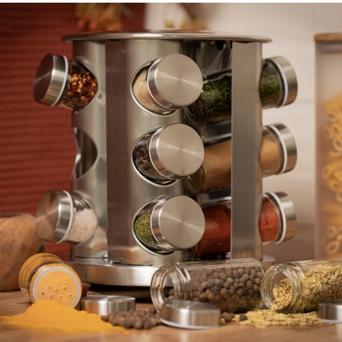 Rotating stainless steel spice rack - 12 pcs.