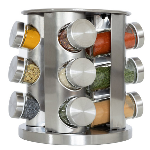 Rotating stainless steel spice rack - 12 pcs.