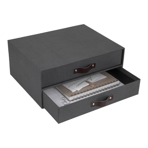 BIRGER Schubladenbox 2 Fächer - Schwarz Canvas