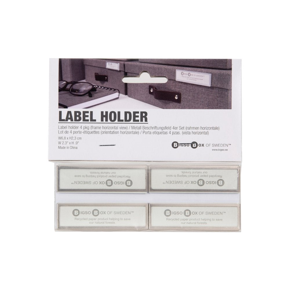 Bigso Etikettenhalter HORIZONTAL 4 Stk. - Silber - BINS AND BOXES